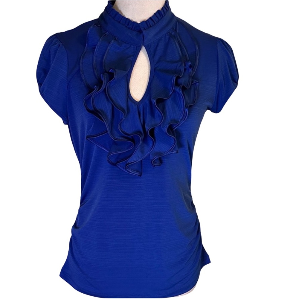 Heart Soul Royal Blue Ruffled Blouse